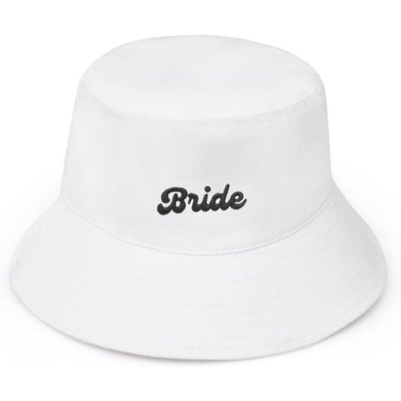 🆕Women White Cotton Bucket Hat Bridal Shower Engagement Party Accessory - Picture 1 of 9
